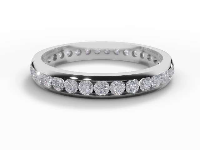 2.9mm.  Wide  Fully-Set Wedding Ring Round Brilliant-Cut Diamonds 100% Recycled, Hallmarked Platinum