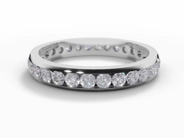 3.1mm.  Wide  Fully-Set Wedding Ring Round Brilliant-Cut Diamonds 100% Recycled, Hallmarked Platinum