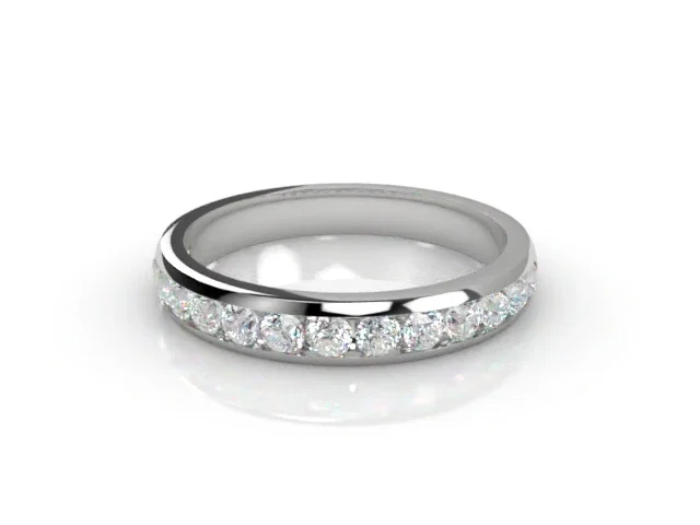 Semi-Set Diamond Wedding Ring in Platinum: 3.1mm. wide with Round Channel-set Diamonds Semi-Set Diamond Wedding Ring in Platinum: 3.1mm. wide with Round Channel-set Diamonds