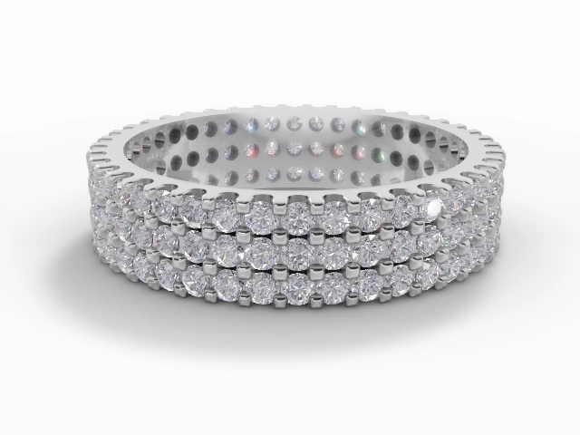 4.7mm.  Wide  Fully-Set Wedding Ring Round Brilliant-Cut Diamonds 100% Recycled, Hallmarked Platinum