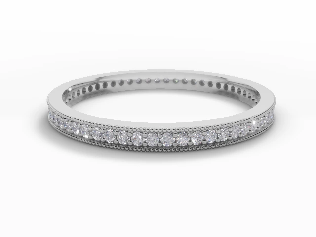 Skinny Fully-Set Wedding Ring Round Brilliant-Cut Diamonds 100% Recycled, Hallmarked Platinum