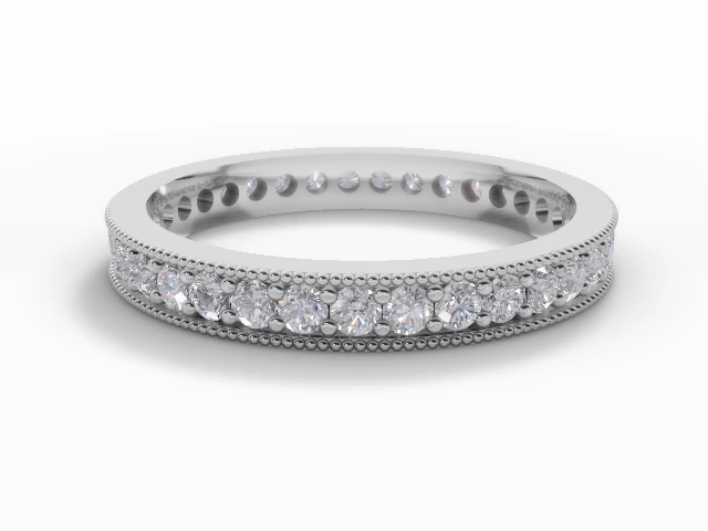 2.7mm.  Wide  Fully-Set Wedding Ring Round Brilliant-Cut Diamonds 100% Recycled, Hallmarked Platinum