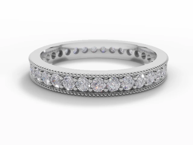 2.9mm.  Wide  Fully-Set Wedding Ring Round Brilliant-Cut Diamonds 100% Recycled, Hallmarked Platinum