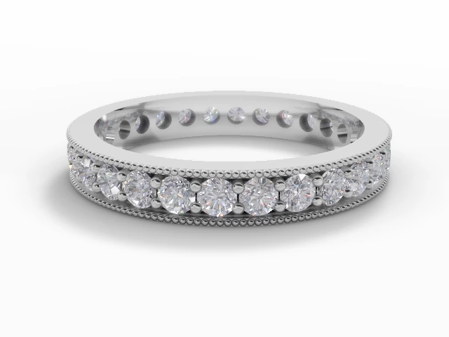 3.1mm.  Wide  Fully-Set Wedding Ring Round Brilliant-Cut Diamonds 100% Recycled, Hallmarked Platinum