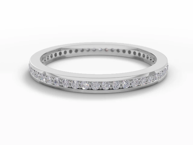 2.0mm.  Wide  Fully-Set Wedding Ring Round Brilliant-Cut Diamonds 100% Recycled, Hallmarked Platinum