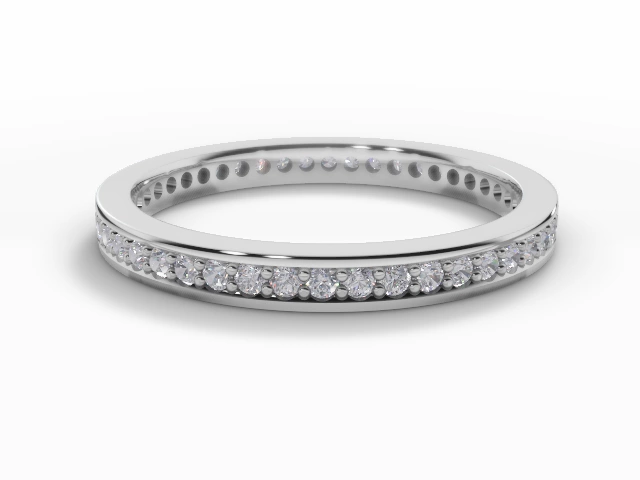 Narrow Fully-Set Wedding Ring Round Brilliant-Cut Diamonds 100% Recycled, Hallmarked Platinum