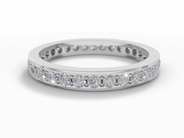 2.7mm.  Wide  Fully-Set Wedding Ring Round Brilliant-Cut Diamonds 100% Recycled, Hallmarked Platinum