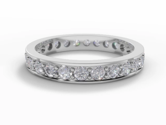 3.1mm.  Wide  Fully-Set Wedding Ring Round Brilliant-Cut Diamonds 100% Recycled, Hallmarked Platinum