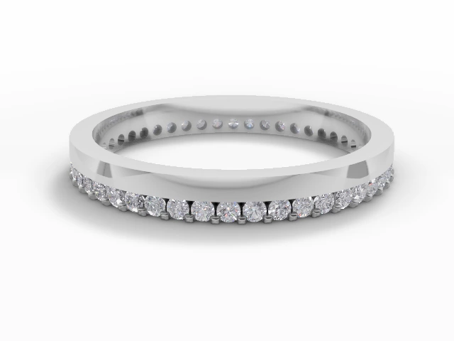 2.5mm.  Wide  Fully-Set Wedding Ring Round Brilliant-Cut Diamonds 100% Recycled, Hallmarked Platinum