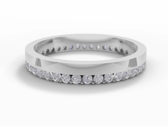 3.0mm.  Wide  Fully-Set Wedding Ring Round Brilliant-Cut Diamonds 100% Recycled, Hallmarked Platinum