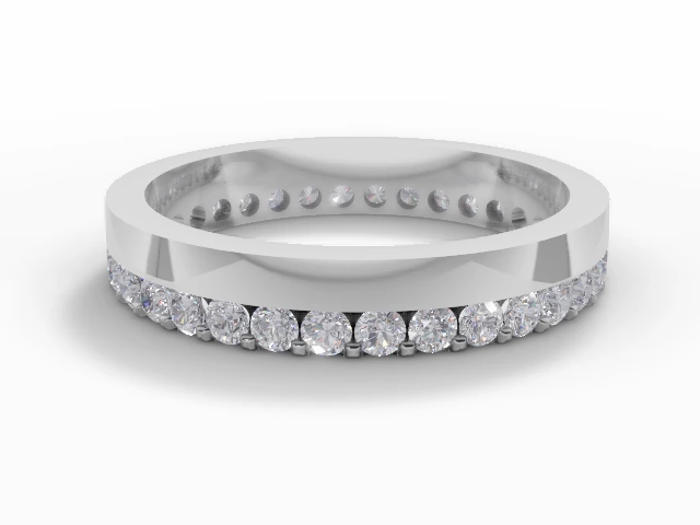 3.5mm.  Wide  Fully-Set Wedding Ring Round Brilliant-Cut Diamonds 100% Recycled, Hallmarked Platinum