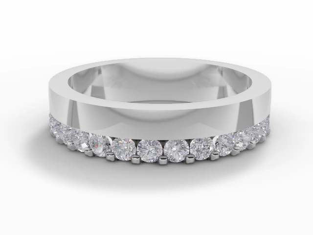 Semi-Set Diamond Wedding Ring in Platinum: 4.5mm. wide with Round Shared Claw Set Diamonds