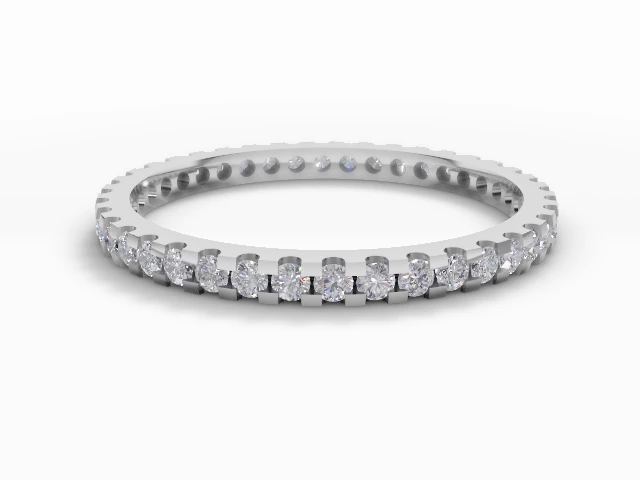 Skinny Fully-Set Wedding Ring Round Brilliant-Cut Diamonds 100% Recycled, Hallmarked Platinum