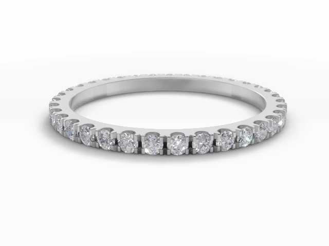 2.0mm.  Wide  Fully-Set Wedding Ring Round Brilliant-Cut Diamonds 100% Recycled, Hallmarked Platinum