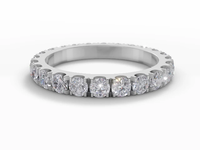 3.0mm.  Wide  Fully-Set Wedding Ring Round Brilliant-Cut Diamonds 100% Recycled, Hallmarked Platinum