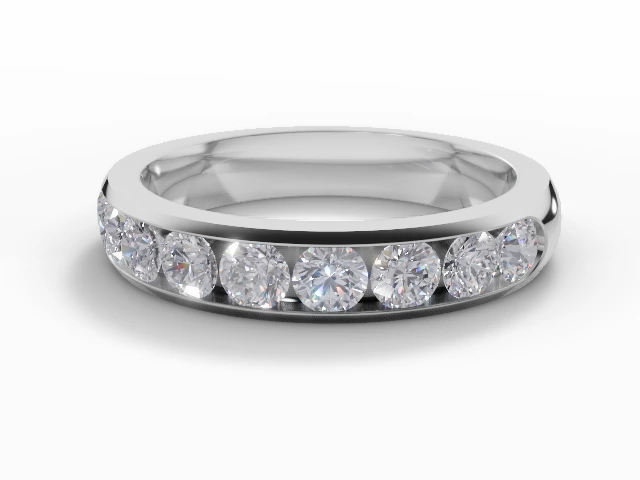 Medium Semi-Set Wedding Ring Round Brilliant-Cut Diamonds 100% Recycled, Hallmarked Platinum