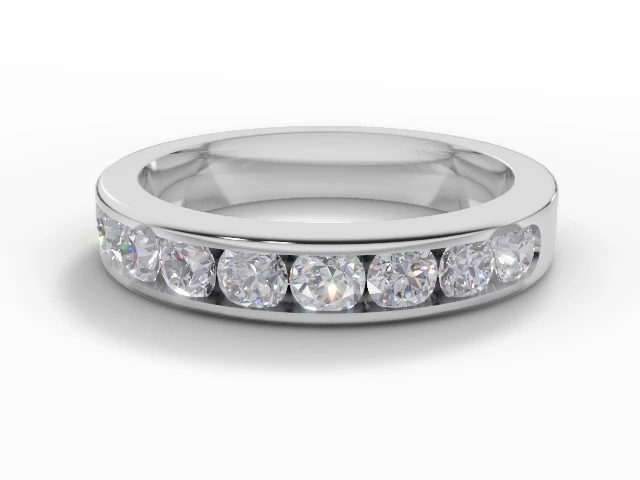 Wide Semi-Set Wedding Ring Round Brilliant-Cut Diamonds 100% Recycled, Hallmarked Platinum