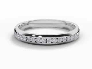 Narrow Semi-Set Wedding Ring Round Brilliant-Cut Diamonds 100% Recycled, Hallmarked Platinum