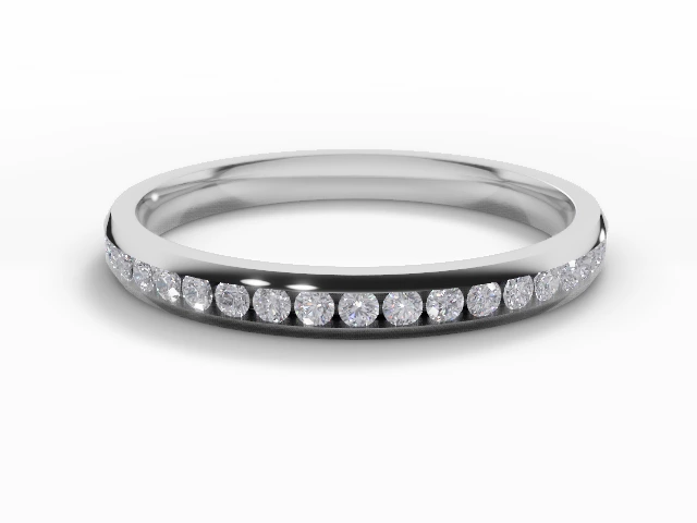 Narrow Fully-Set Wedding Ring Round Brilliant-Cut Diamonds 100% Recycled, Hallmarked Platinum