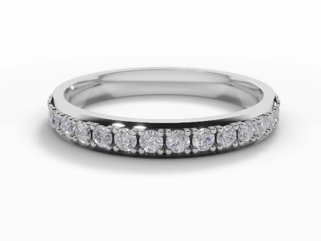 2.7mm.  Wide  Fully-Set Wedding Ring Round Brilliant-Cut Diamonds 100% Recycled, Hallmarked Platinum