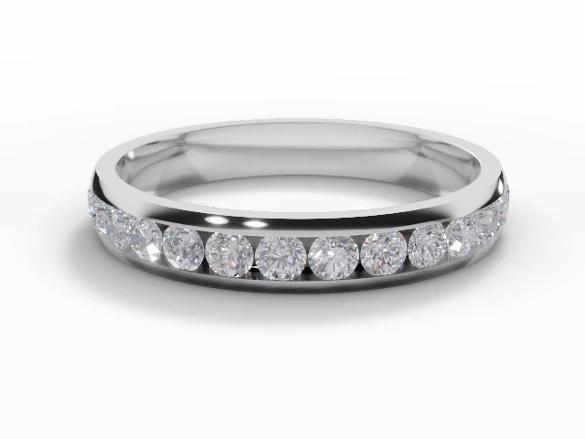 3.1mm.  Wide  Fully-Set Wedding Ring Round Brilliant-Cut Diamonds 100% Recycled, Hallmarked Platinum