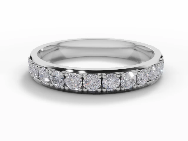 3.1mm.  Wide  Fully-Set Wedding Ring Round Brilliant-Cut Diamonds 100% Recycled, Hallmarked Platinum