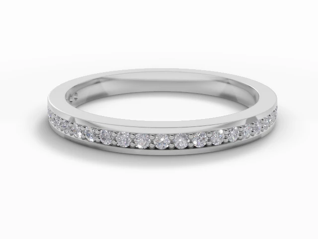 Narrow Semi-Set Wedding Ring Round Brilliant-Cut Diamonds 100% Recycled, Hallmarked 18ct. White Gold