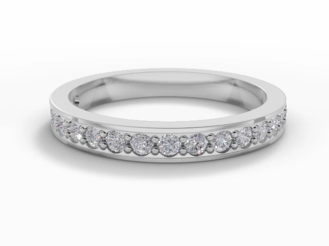 2.7mm.  Wide  Semi-Set Wedding Ring Round Brilliant-Cut Diamonds 100% Recycled, Hallmarked 18ct. White Gold