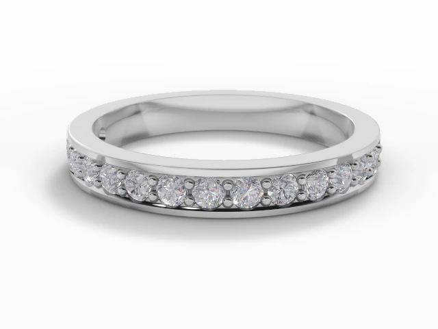 2.9mm.  Wide  Semi-Set Wedding Ring Round Brilliant-Cut Diamonds 100% Recycled, Hallmarked 18ct. White Gold