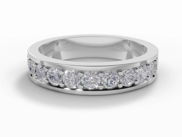 4.1mm.  Wide  Semi-Set Wedding Ring Round Brilliant-Cut Diamonds 100% Recycled, Hallmarked 18ct. White Gold