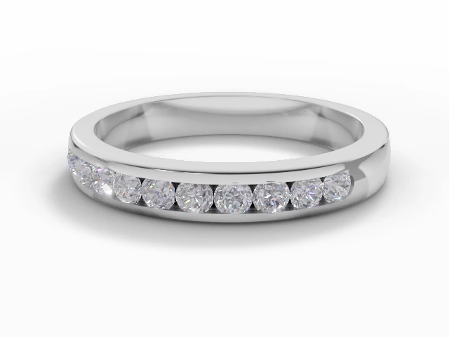 3.2mm.  Wide  Semi-Set Wedding Ring Round Brilliant-Cut Diamonds 100% Recycled, Hallmarked 18ct. White Gold