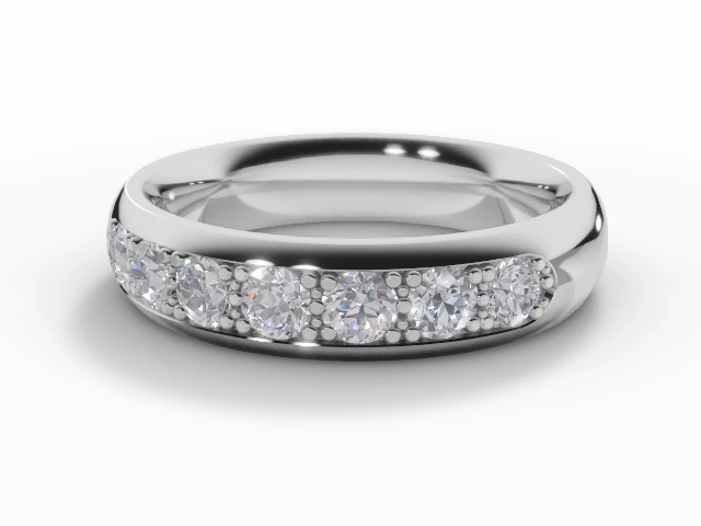 4.0mm.  Wide  Semi-Set Wedding Ring Round Brilliant-Cut Diamonds 100% Recycled, Hallmarked 18ct. White Gold