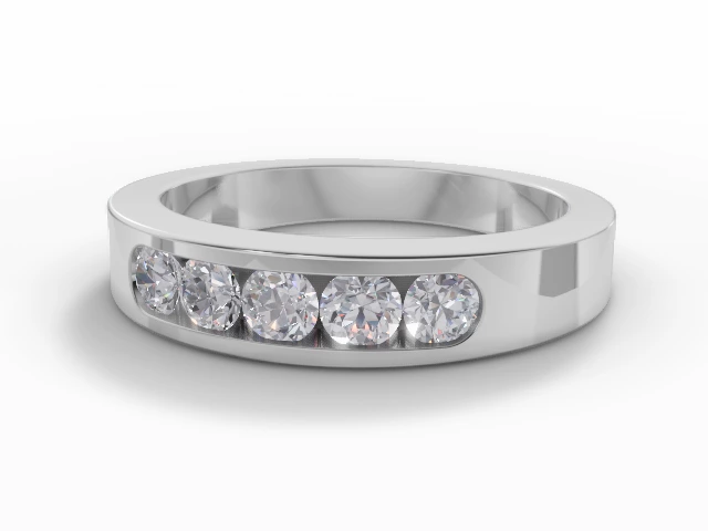 5.0mm.  Wide  Semi-Set Wedding Ring Round Brilliant-Cut Diamonds 100% Recycled, Hallmarked 18ct. White Gold