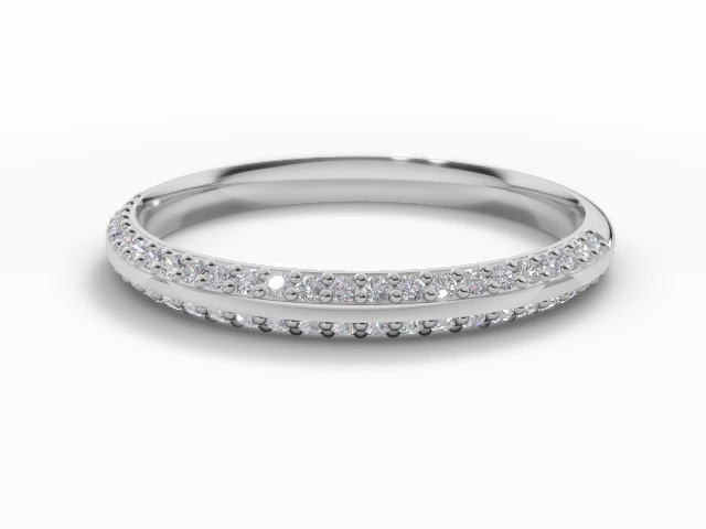 Narrow Semi-Set Wedding Ring Round Brilliant-Cut Diamonds 100% Recycled, Hallmarked 18ct. White Gold