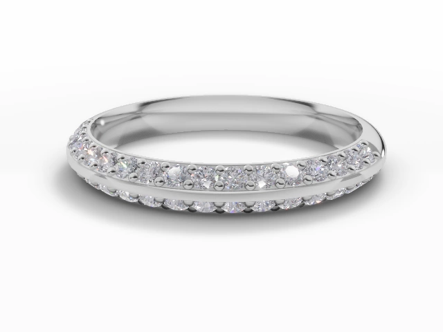 2.7mm.  Wide  Semi-Set Wedding Ring Round Brilliant-Cut Diamonds 100% Recycled, Hallmarked 18ct. White Gold