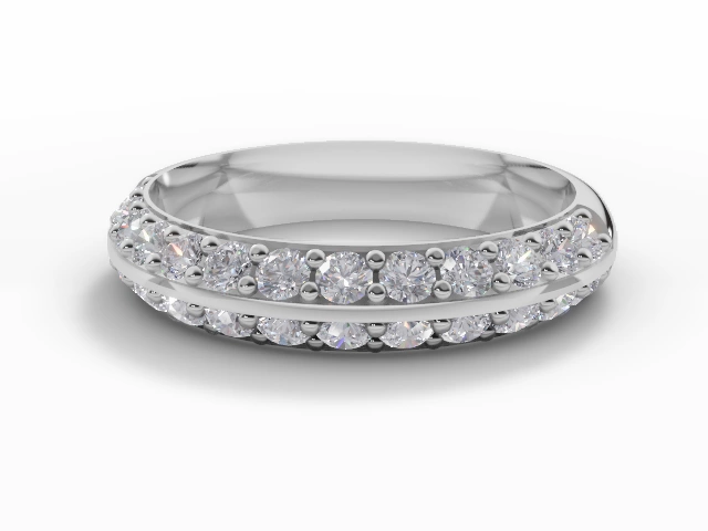 4.0mm.  Wide  Semi-Set Wedding Ring Round Brilliant-Cut Diamonds 100% Recycled, Hallmarked 18ct. White Gold