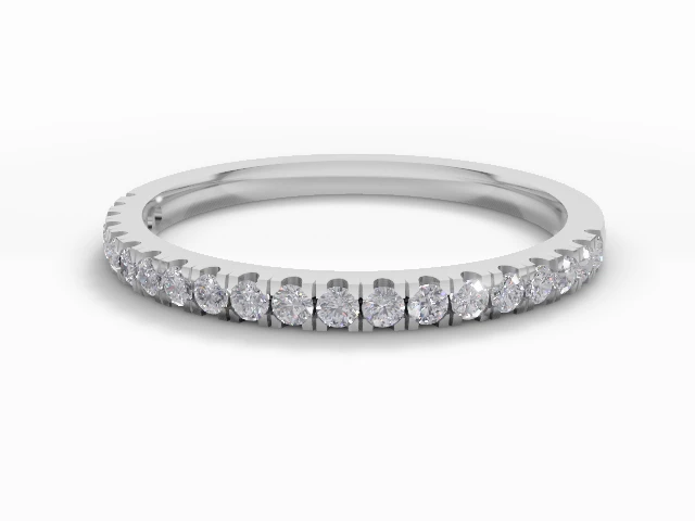 Skinny Semi-Set Wedding Ring Round Brilliant-Cut Diamonds 100% Recycled, Hallmarked 18ct. White Gold