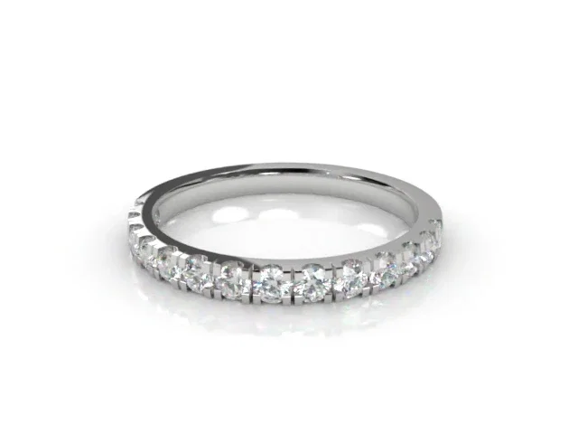 Narrow<br />Semi-Set Wedding Ring<br />Round Brilliant-Cut Diamonds<br />100% Recycled, Hallmarked 18ct. White Gold Narrow<br />Semi-Set Wedding Ring<br />Round Brilliant-Cut Diamonds<br />100% Recycled, Hallmarked 18ct. White Gold