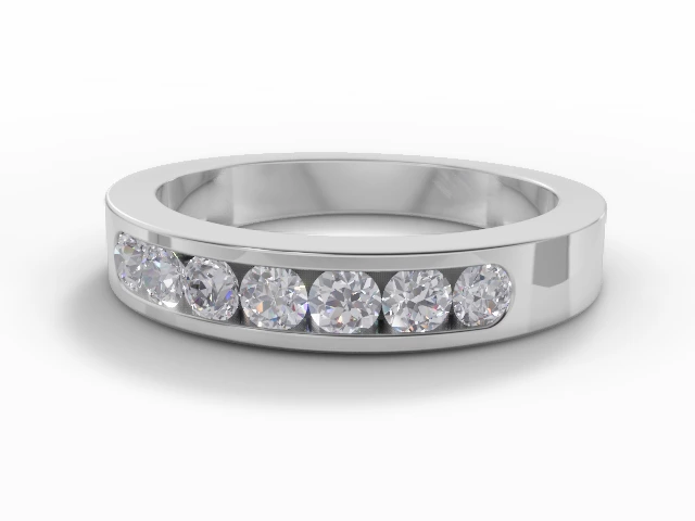 3.7mm. Wide Designer Wedding Ring Round Brilliant-Cut Diamond 100% Recycled, Hallmarked 18ct. White Gold