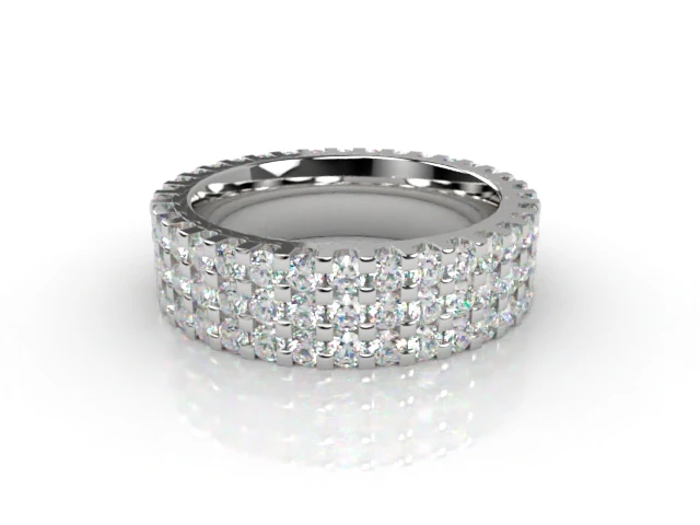 Wider Fully-Set Wedding Ring Round Brilliant-Cut Diamonds 100% Recycled, Hallmarked 18ct. White Gold