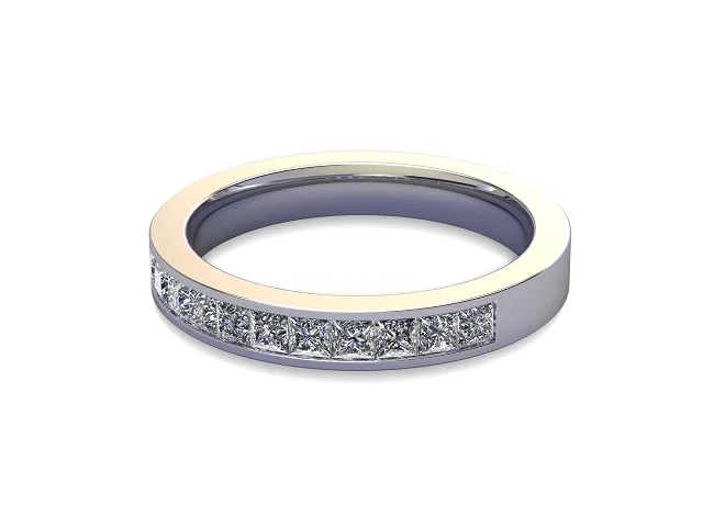 3.0mm. Wide <br />Semi-Set Wedding Ring<br />Princess-Cut Diamonds<br />100% Recycled, Hallmarked 18ct. White Gold 3.0mm. Wide <br />Semi-Set Wedding Ring<br />Princess-Cut Diamonds<br />100% Recycled, Hallmarked 18ct. White Gold