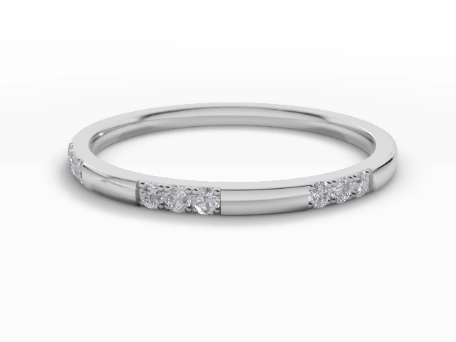 Skinny Semi-Set Wedding Ring Round Brilliant-Cut Diamonds 100% Recycled, Hallmarked 18ct. White Gold