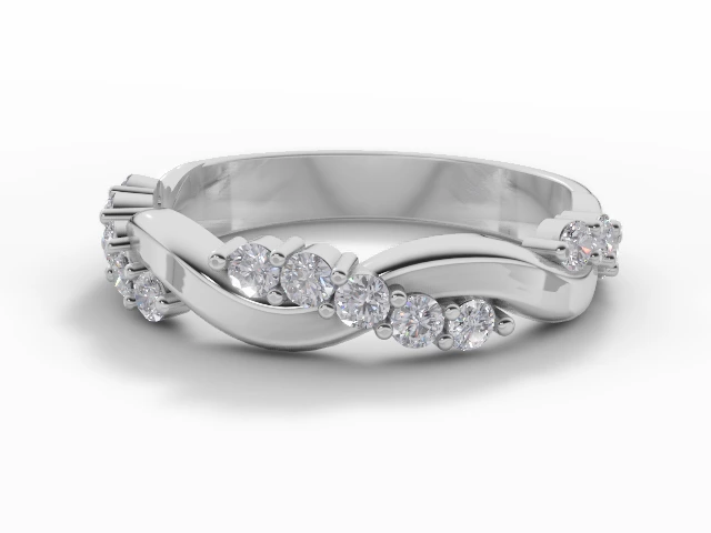 Medium Semi-Set Wedding Ring Round Brilliant-Cut Diamonds 100% Recycled, Hallmarked 18ct. White Gold