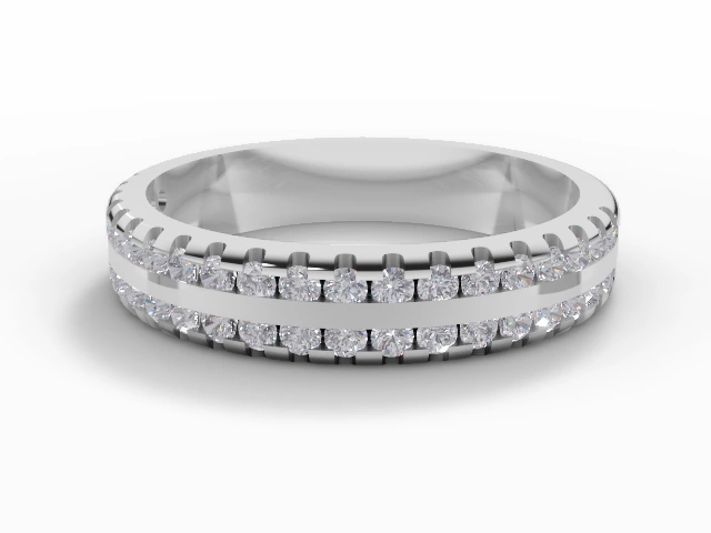 3.8mm.  Wide  Semi-Set Wedding Ring Round Brilliant-Cut Diamonds 100% Recycled, Hallmarked 18ct. White Gold