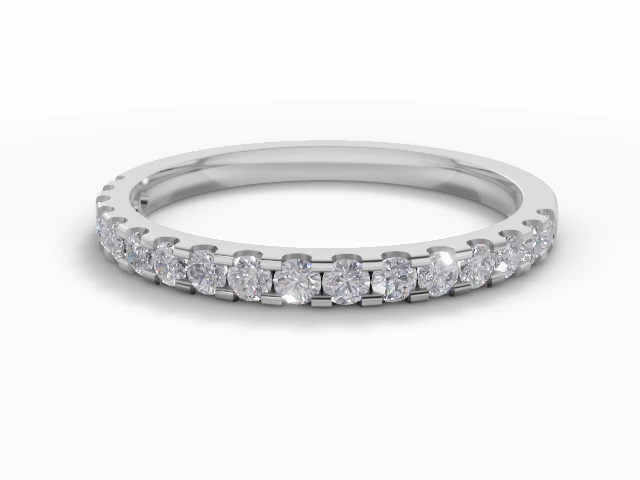 Skinny Semi-Set Wedding Ring Round Brilliant-Cut Diamonds 100% Recycled, Hallmarked 18ct. White Gold