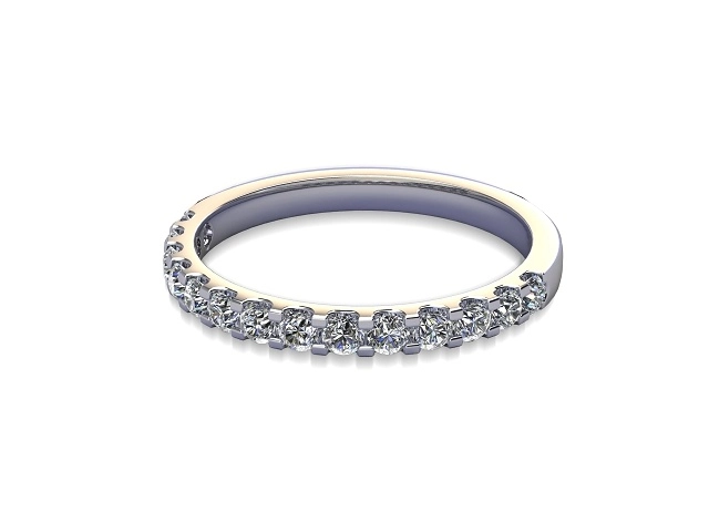 Narrow Semi-Set Wedding Ring Round Brilliant-Cut Diamonds 100% Recycled, Hallmarked 18ct. White Gold