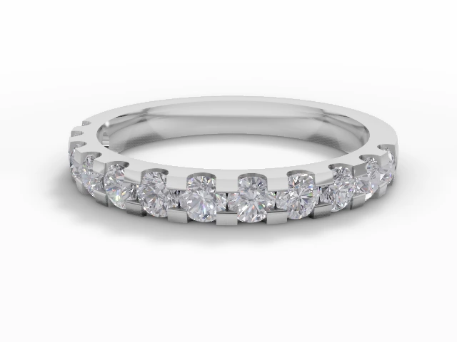 Narrow Semi-Set Wedding Ring Round Brilliant-Cut Diamonds 100% Recycled, Hallmarked 18ct. White Gold