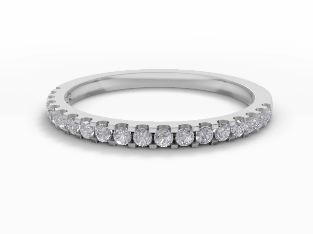 Skinny Semi-Set Wedding Ring Round Brilliant-Cut Diamonds 100% Recycled, Hallmarked 18ct. White Gold