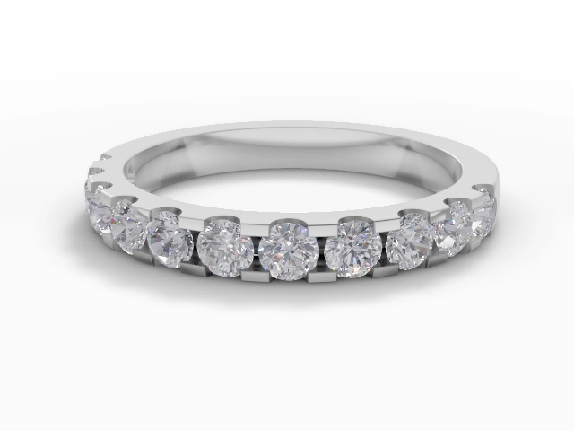 Narrow Semi-Set Wedding Ring Round Brilliant-Cut Diamonds 100% Recycled, Hallmarked 18ct. White Gold