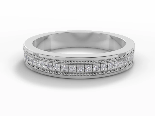 3.5mm.  Wide  Semi-Set Wedding Ring Round Brilliant-Cut Diamonds 100% Recycled, Hallmarked 18ct. White Gold